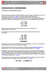 Expert study citric acid, University Bielefeld, Prof. Blumes